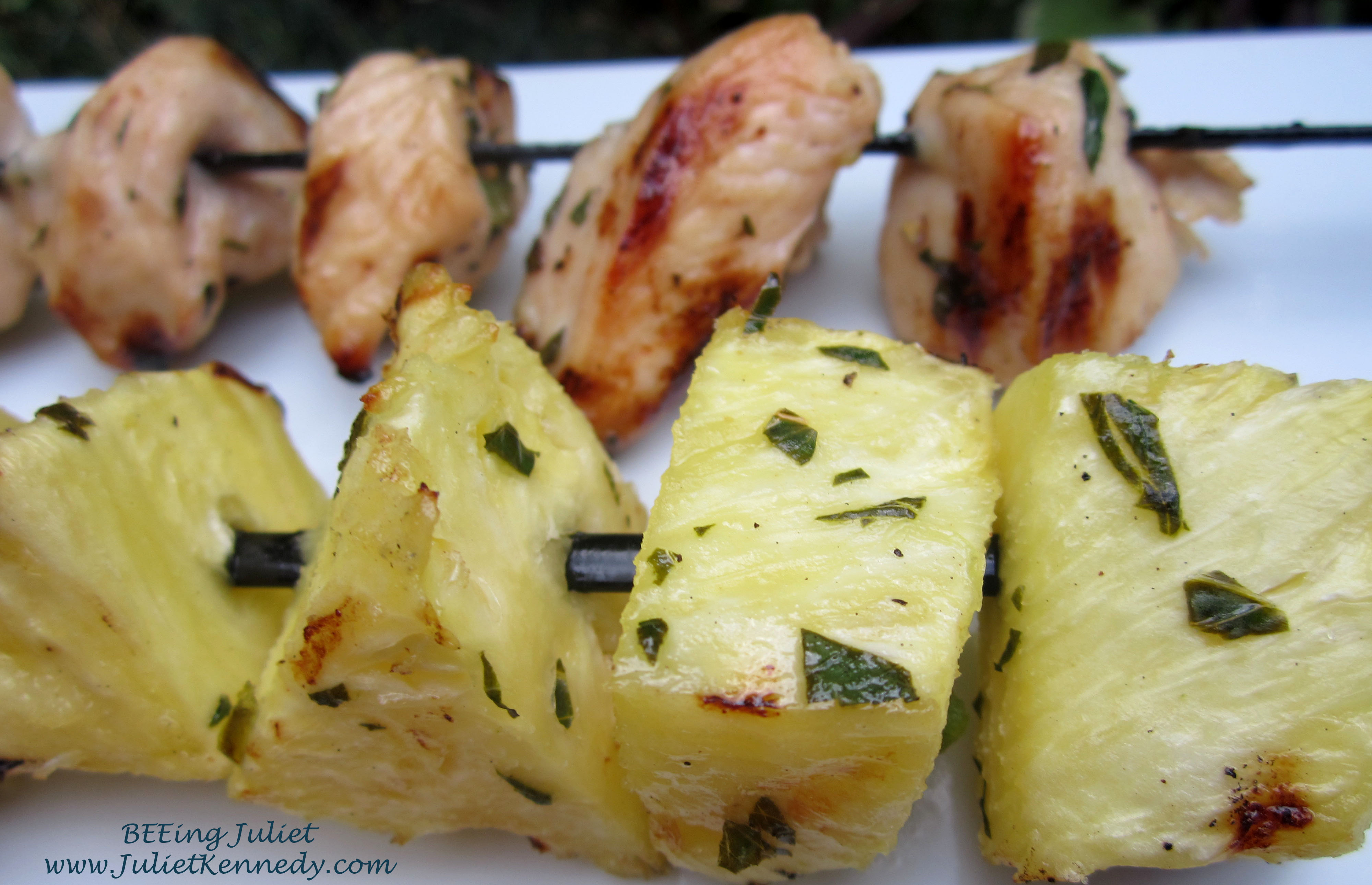 Chicken and Pineapple Kabobs with Jalapeno Mint Marinade